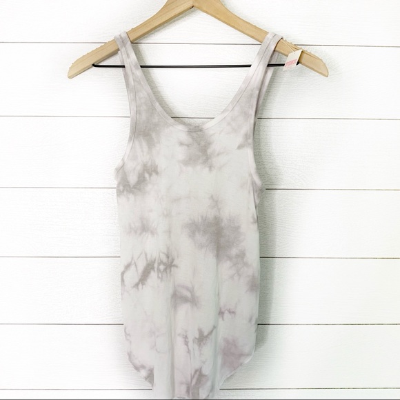 PINK VS gray ribbed tie dye racerback tank - Picture 2 of 4